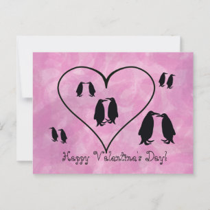 Valentinstag des rosa Pinguins Postkarte