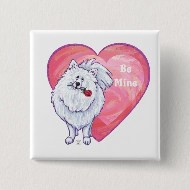 Valentinstag des weißen Spitzes Button (Vorderseite)