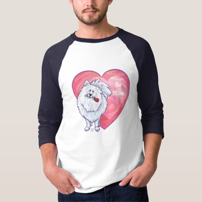Valentinstag des weißen Spitzes T-Shirt (Vorderseite)