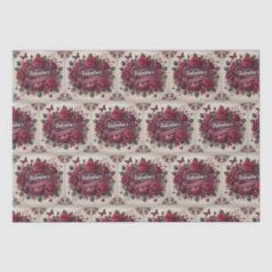 Valentinstag Design mit Rose und Herz Seidenpapier