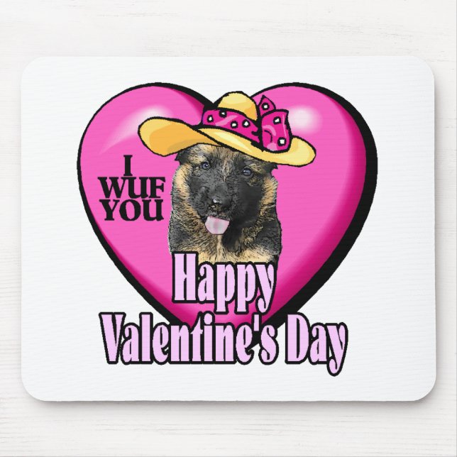 Valentinstag Deutscher Hirte Mousepad (Vorne)