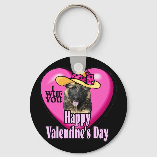 Valentinstag Deutscher Hirte Schlüsselanhänger (Vorderseite)