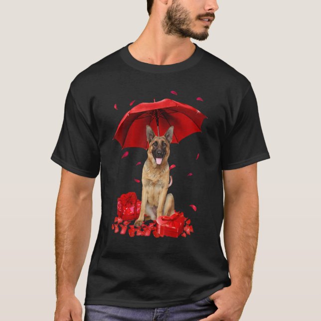 Valentinstag Deutscher Schäferhund Schirmpfropfen T-Shirt (Vorderseite)
