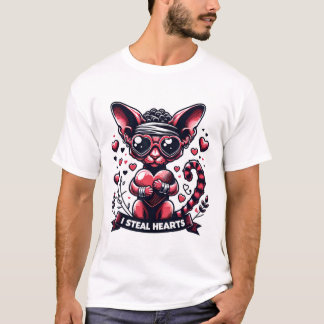 Valentinstag Devon Rex Cat I Steal Hearts T-Shirt