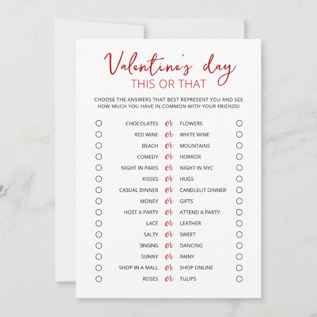 Valentinstag Diese oder jene Game Editable Card Einladung (Vorderseite)
