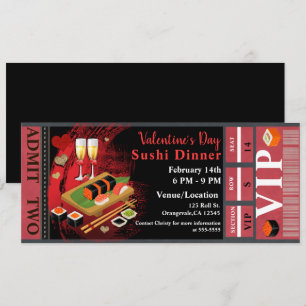 Valentinstag Dinner Schwarz Rot Sushi Party VIP Ti Einladung