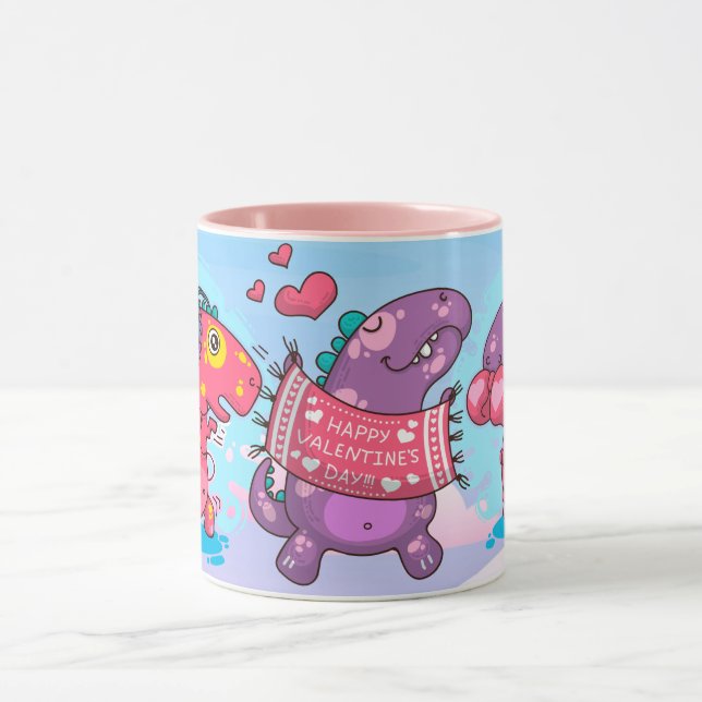 Valentinstag Dinos Tasse (Zentrum)