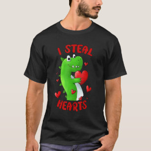 Valentinstag Dinosaur I Steal Hearts Kinder Liebe  T-Shirt