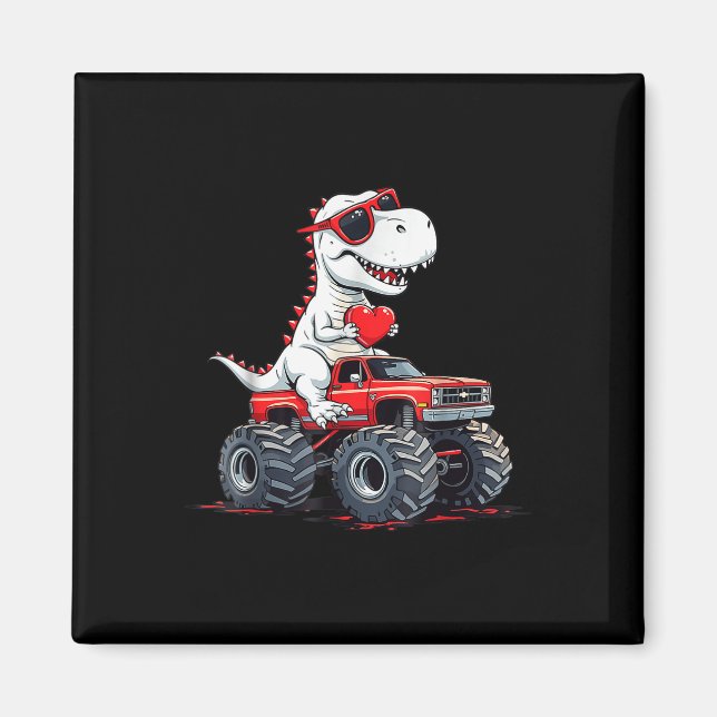 Valentinstag Dinosaur Monster LKW mit Herz B Magnet (Vorne)