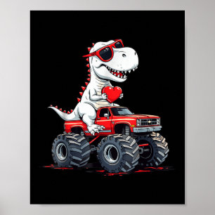 Valentinstag Dinosaur Monster LKW mit Herz B Poster