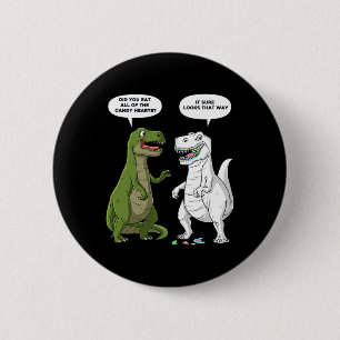 Valentinstag Dinosaur T Rex Fun Hearts Girls Boy Button