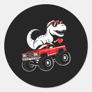 Valentinstag Dinosaurier Monster Lkw Jungs Kinder Runder Aufkleber