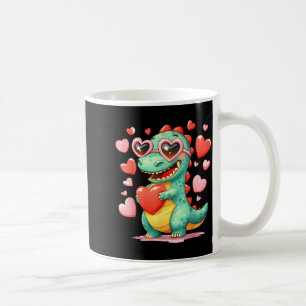 Valentinstag Dinosaurier Trex hält Herz Mädchen Su Kaffeetasse