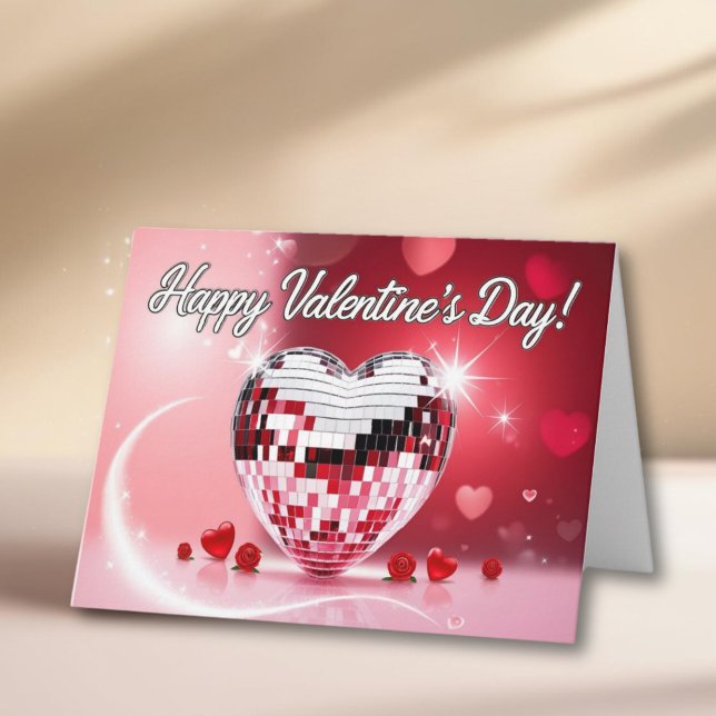 Valentinstag Disco Ball Card Karte (Customizable Valentine's Day Disco Ball Card)