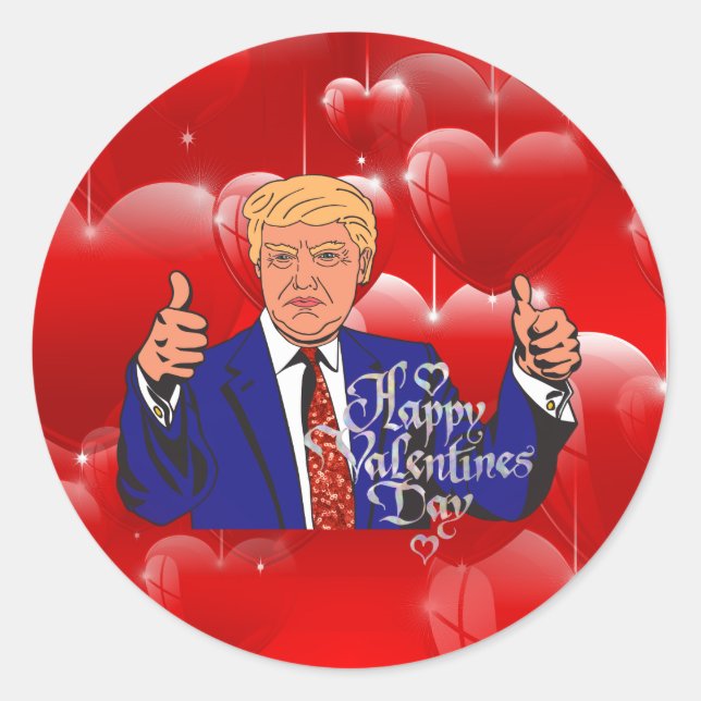 Valentinstag Donald Trump Runder Aufkleber (Vorderseite)