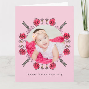 Valentinstag Doodle Hearts Blumenbiene Foto Karte
