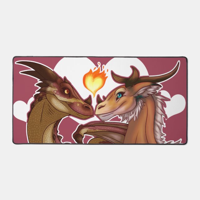 Valentinstag Drachen Schreibtischunterlage (Vorderseite)