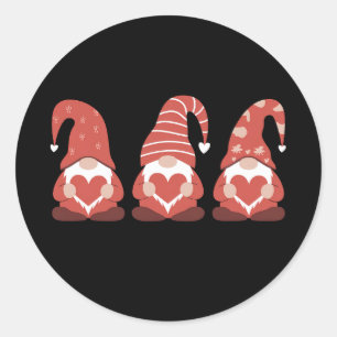 Valentinstag Drei niedliche Gnome halten Herz Runder Aufkleber