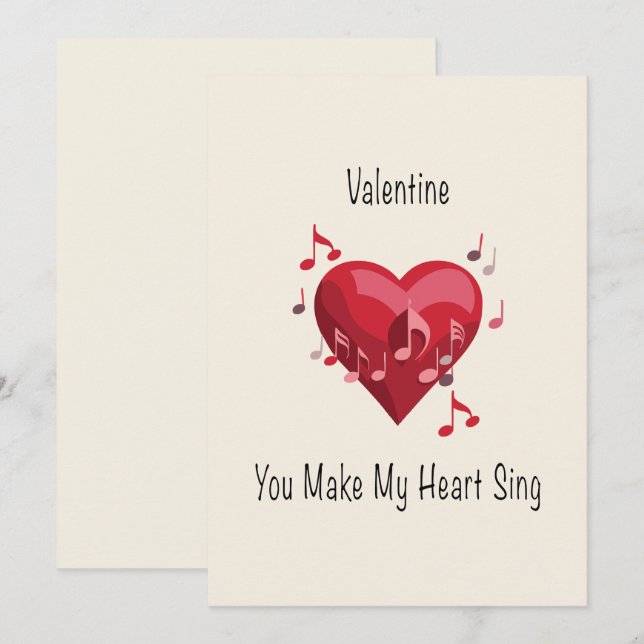 Valentinstag, du lässt mein Herz singen Postkarte (Vorne/Hinten)