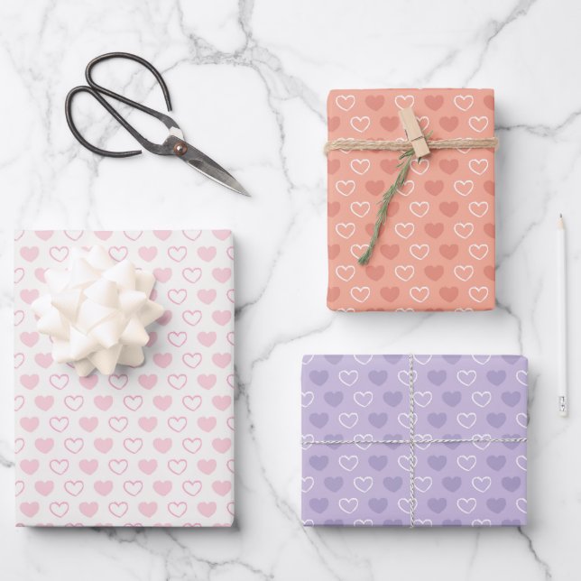 Valentinstag-Dusche mit weichem Herz Geschenkpapier Set (Vorderseite)