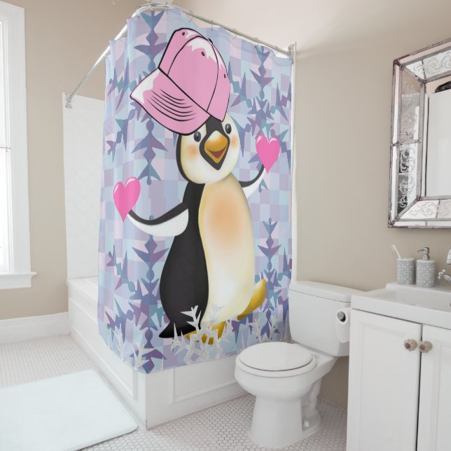Valentinstag Duschvorhang, Pinguin Duschvorhang (Beispiel)