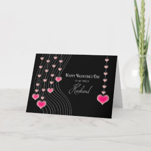Valentinstag - Ehemann - Schwarz/Rosa Herzen Feiertagskarte