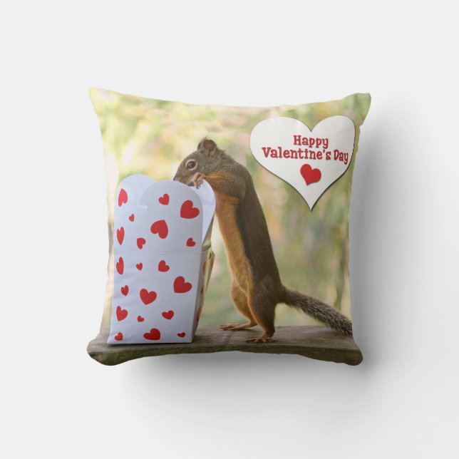 Valentinstag-Eichhörnchen Kissen (Vorderseite)
