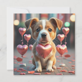 Valentinstag ein niedlicher kleiner Hund Feiertagskarte