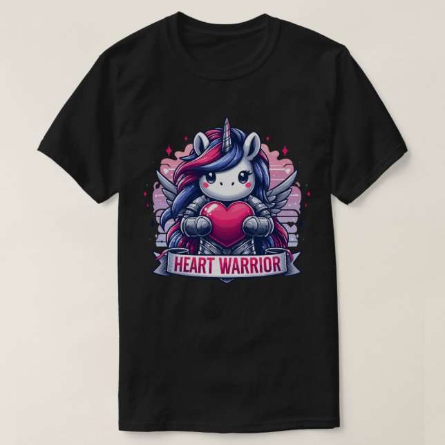Valentinstag Einhorn der Liebe Herzkrieger T-Shirt (Design vorne)