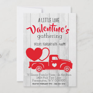 Valentinstag-Einladung mit altem roten Pick Up Tru Dankeskarte