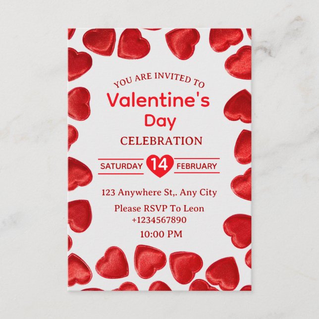 Valentinstag-Einladungskarte Einladung (Vorderseite)
