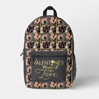 Valentinstag Elegante Gold-Foto-Collage Bedruckter Rucksack