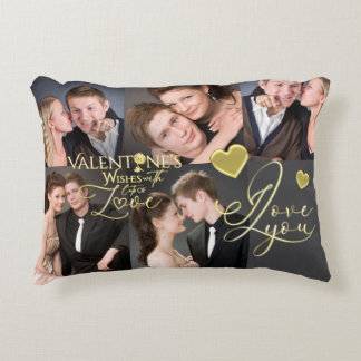 Valentinstag Elegante Gold-Foto-Collage  Dekokissen