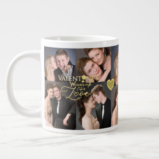 Valentinstag Elegante Gold-Foto-Collage  Jumbo-Tasse
