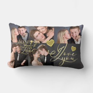 Valentinstag Elegante Gold Foto-Collage  Lendenkissen