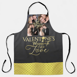 Valentinstag Elegante Gold-Foto-Collage  Schürze