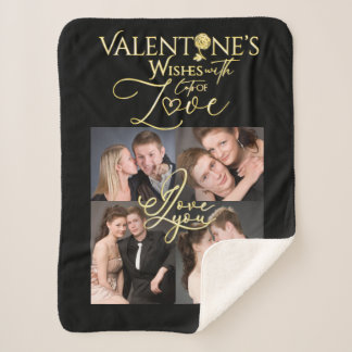 Valentinstag Elegante Gold Foto-Collage  Sherpadecke
