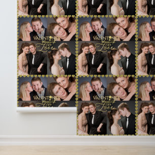 Valentinstag Elegante Gold-Foto-Collage Tapete