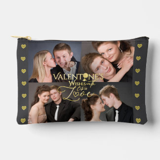 Valentinstag Elegante Gold-Foto-Collage Zubehörtasche
