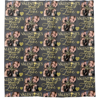Valentinstag Elegante Gold-Fotocollage  Duschvorhang