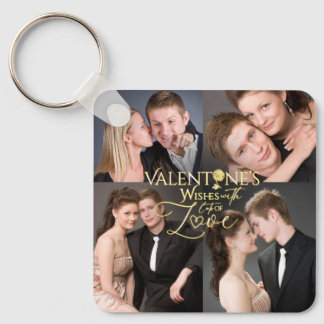 Valentinstag Elegante Gold-Fotocollage  Schlüsselanhänger