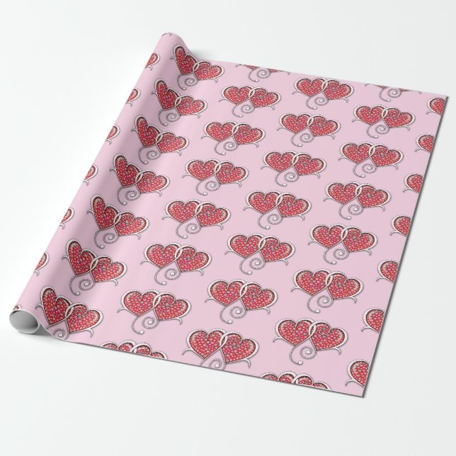 Valentinstag Elegantes Design mit ineinander versc Geschenkpapier (Ungerollt)