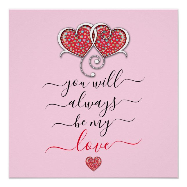 Valentinstag Elegantes Design mit verschlungenen H Poster (Vorderseite)