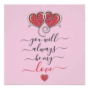 Valentinstag Elegantes ineinander verschlungenes H Poster