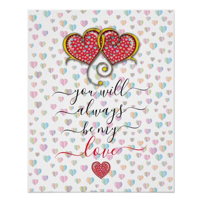 Valentinstag Elegantes ineinandergreifendes Herzde Poster (Vorderseite)