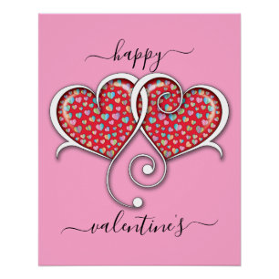 Valentinstag Elegantes ineinandergreifendes Herzde Poster
