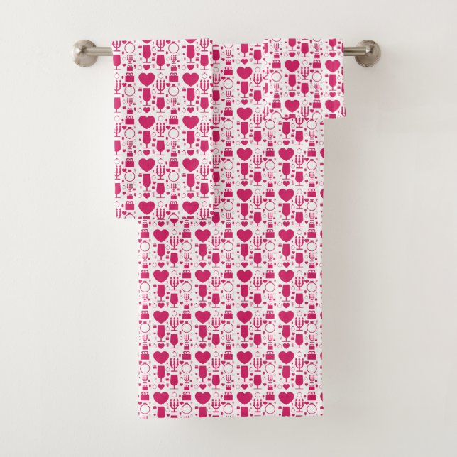 Valentinstag-Elemente Muster Badhandtuch Set (Insitu)