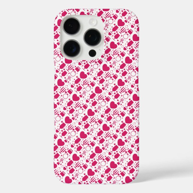Valentinstag-Elemente Muster Case-Mate iPhone Hülle (Rückseite)