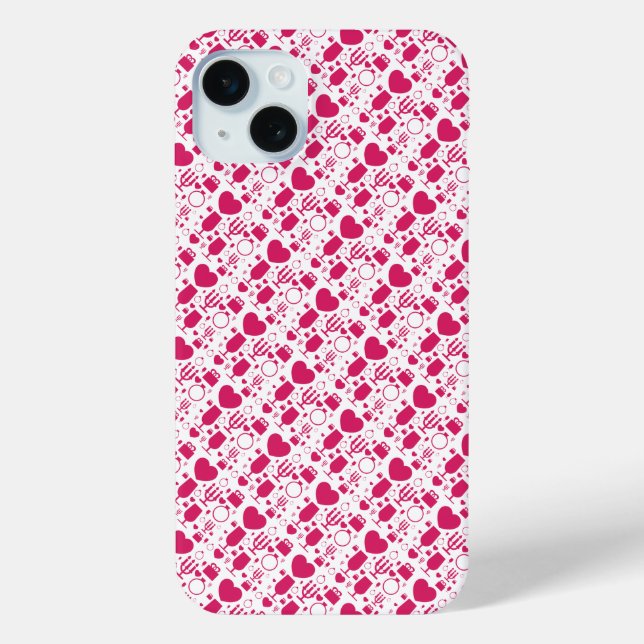 Valentinstag-Elemente Muster Case-Mate iPhone Hülle (Rückseite)