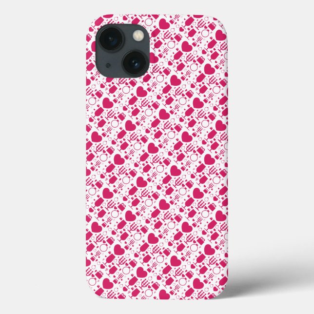 Valentinstag-Elemente Muster Case-Mate iPhone Hülle (Rückseite)